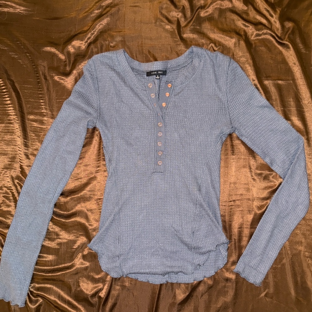 Gray Long Sleeve Henley Top